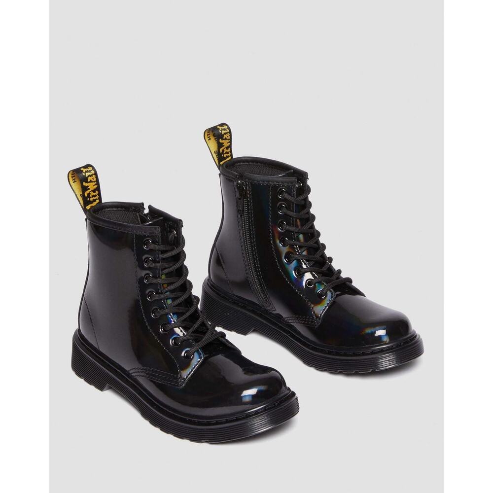 Dr. Martens Junior 1460 Rainbow Patent Leather Lace Up Boots‎ Black Size 11